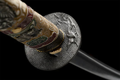 Tsuba-Katana-Tete-de-Dragon-Orange