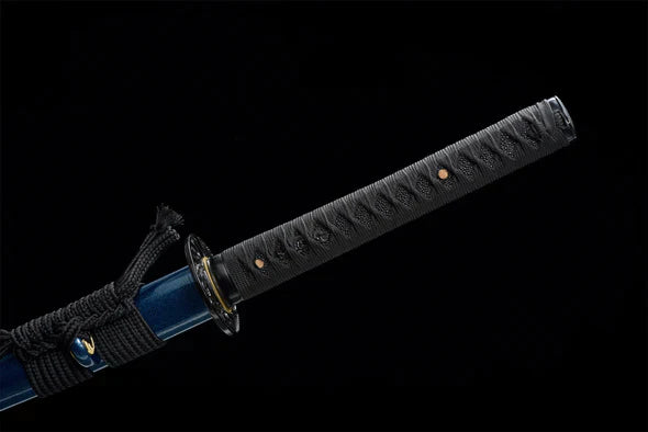 Tsuka-Tueur-Bleu-ACIER-T10-HAMON-VERITABLE